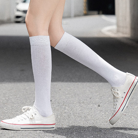 Two Bars Three Bars Students And Knees Girls Tube Socks Piles Of Socks Color Half Leg Calf Socks Pure Cotton Socks, Stockings Crew